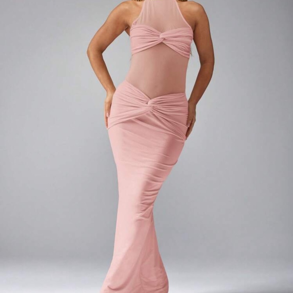 Elegant Pink Halter Dress